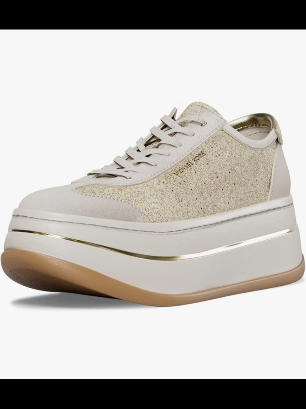 Michael Kors Cream and Gold Glitter Platform Sneaker